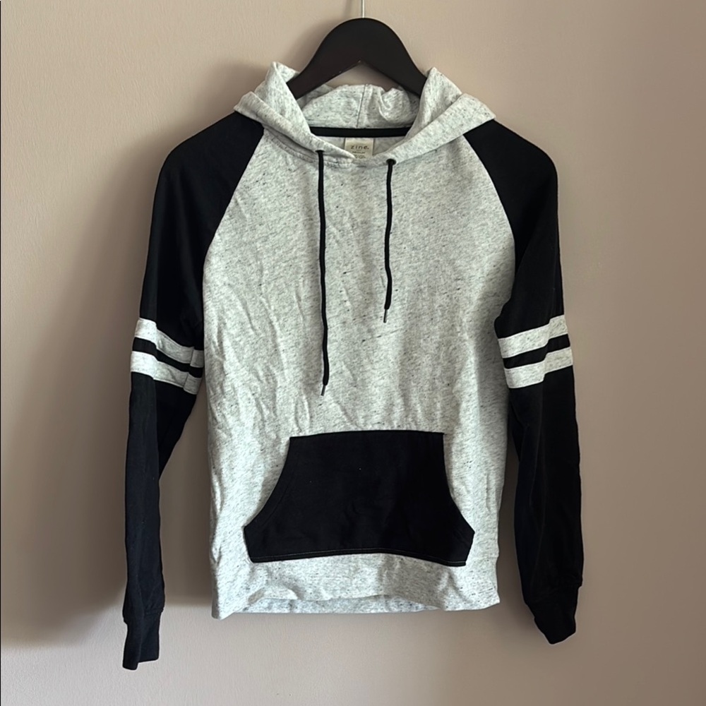 Zine Clothing Gray and Black Raglan Sweater Hoodie